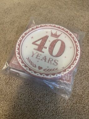40 Years Celebration Party Paper Plates - Rose Gold